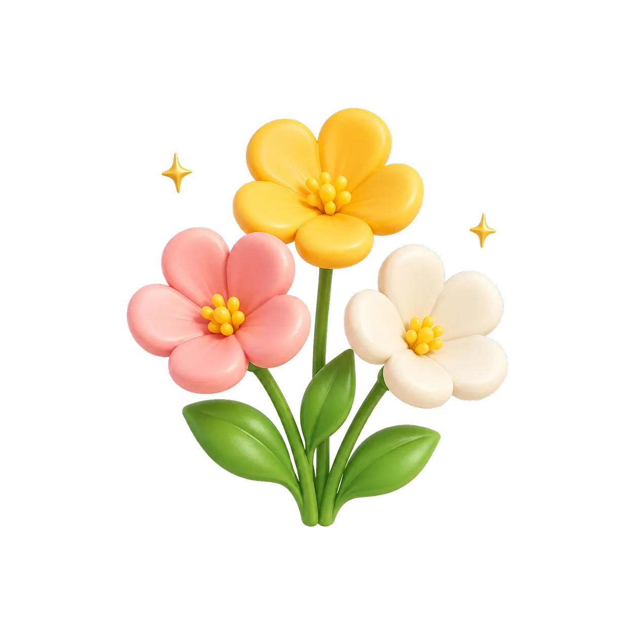 Un mazzolino di fiori primaverili con un fiocco giallo