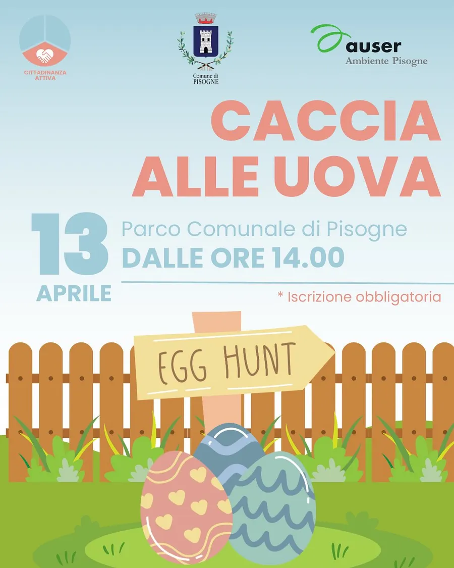 Locandina della Caccia alle Uova del 13 aprile al Parco Comunale di Pisogne