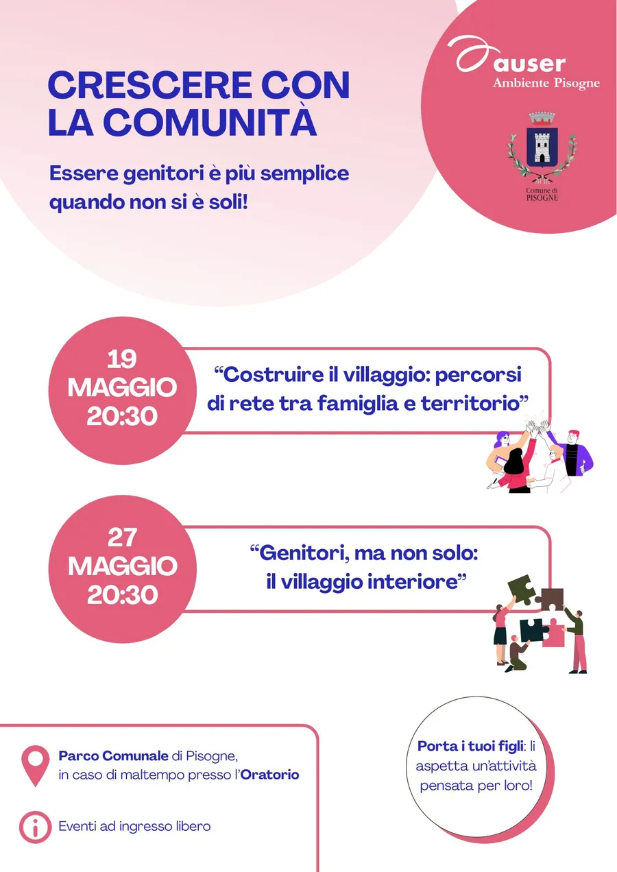 Locandina dell'iniziativa Crescere con la comunità